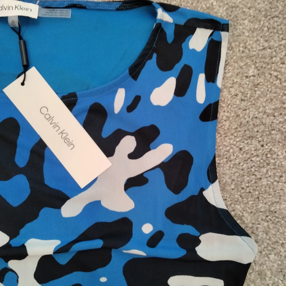 NWT XL Calvin Klein Blue Camo Sleeveless Top - Picture 6 of 10